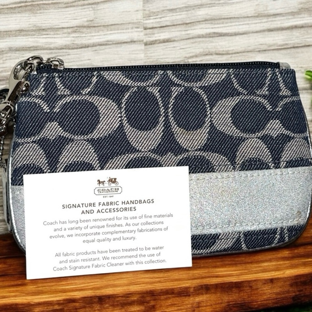 Coach Denim and Silver Signature Wristlet